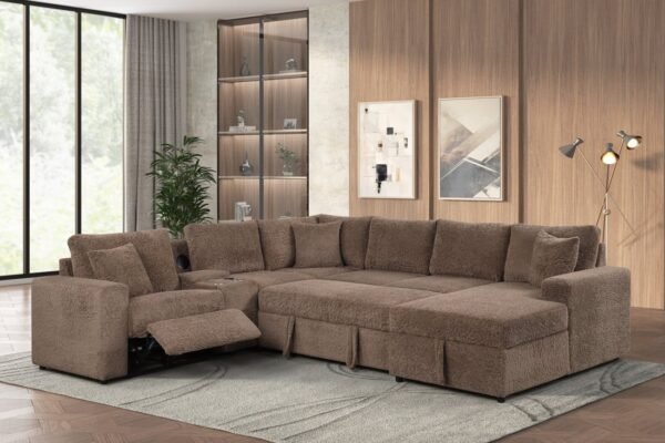 Hunter Mocha Sectional (W/ Bluetooth Speaker & Pull-Out Bed)