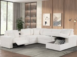 Hunter White Sectional (W/ Bluetooth Speaker & Pull-Out Bed)