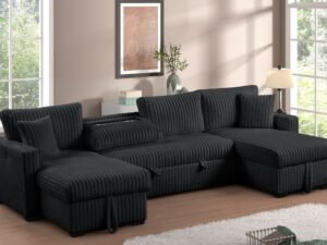 July Black Double Storage Chaise Sectional