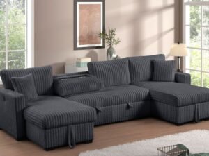 July Charcoal Double Storage Chaise Sectional (w/ Pull Out Bed)