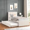 MAYA - Beige Twin Platform Bed w/ Trundle