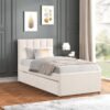MAYA - Beige Twin Platform Bed w/ Trundle