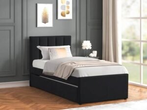 MAYA - Black Twin, Full Platform Bed w/ Trundle