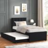 MAYA - Black Twin, Full Platform Bed w/ Trundle