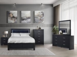 MOONLIGHT BLACK - 5pc Queen, King Bedroom Set