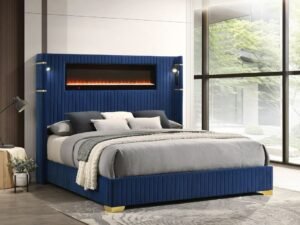 Romance2 Blue Platform Bed - Queen, King