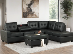 Heights Reversible Sectional + Ottoman Set (Black)