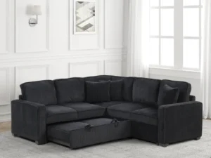 Ariel Black Sectional With Pull-Out Bed