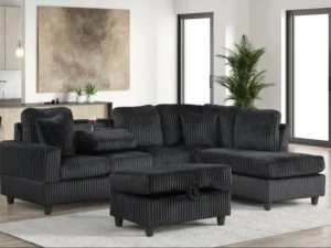 Rocket Onyx Reversible Sectional (Black)