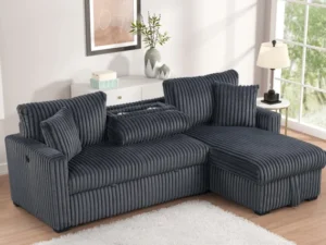Aria Charcoal Sectional With Pull-Out Bed & Storage Chaise