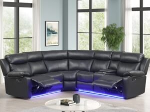 Super Black Reclining Sectional